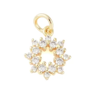 Garland brass micro pave clear CZ pendant charm. Real 18k gold plated | Charm liontin zircon