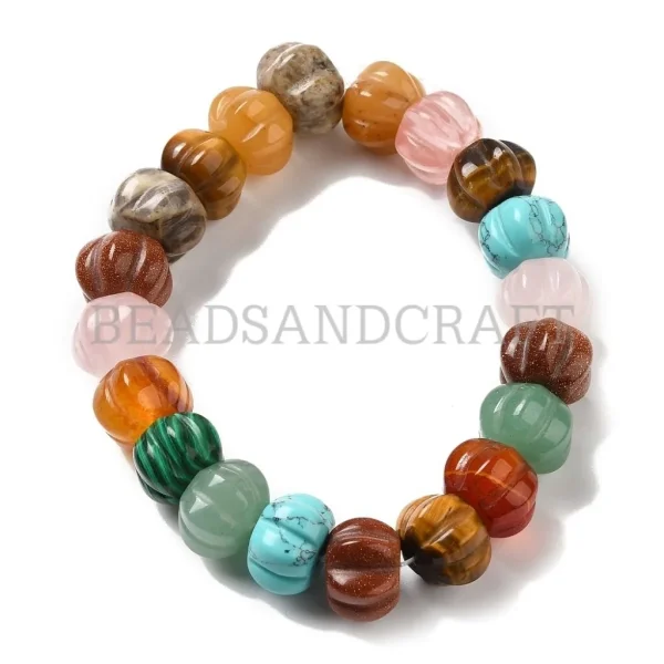 Natural and synthetic mix gemstone big pumpkin shape beads