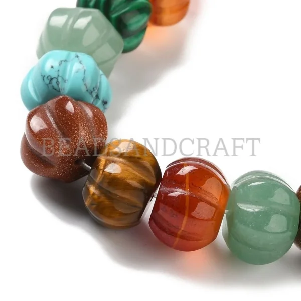 Natural and synthetic mix gemstone big pumpkin shape beads