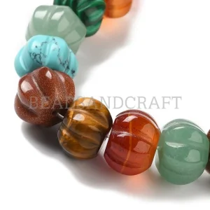 Natural and synthetic mix gemstone big pumpkin shape beads