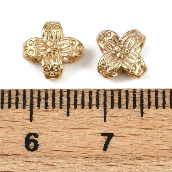 18k gold plated brass flower matte gold color spacer beads | manik bunga lapis emas