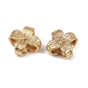 18k gold plated brass flower matte gold color spacer beads | manik bunga lapis emas