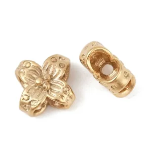 18k gold plated brass flower matte gold color spacer beads | manik bunga lapis emas