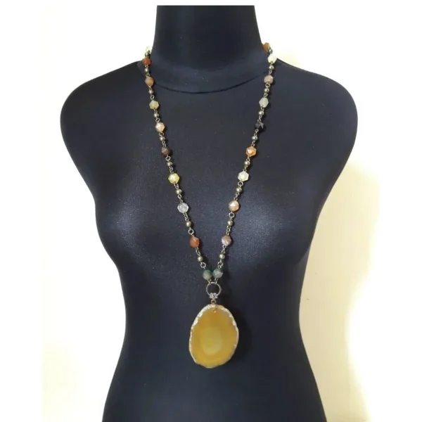 Kalung panjang natural dragon vein agate | handmade necklace