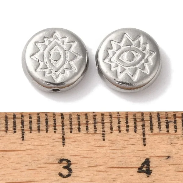 304 stainless steel flat round with Eye beads | manik stainless motif mata