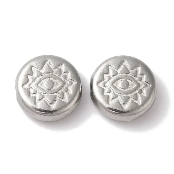 304 stainless steel flat round with Eye beads | manik stainless motif mata