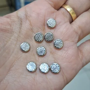 304 stainless steel flat round with Eye beads | manik stainless motif mata
