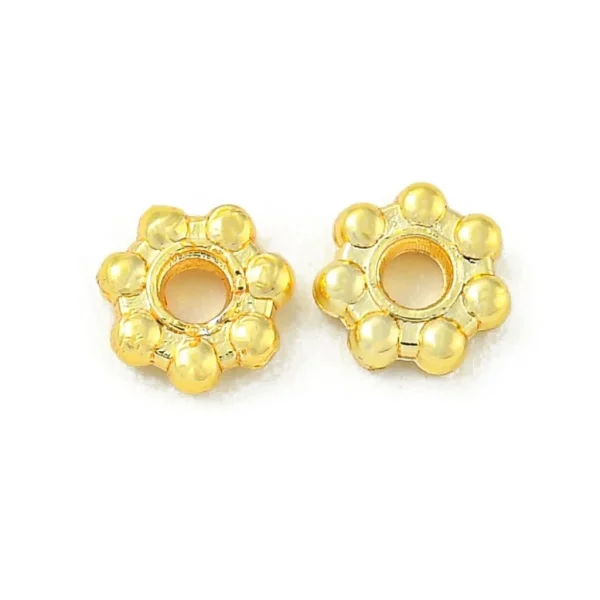 18k gold plating brass and silver flower spacer beads (10pcs) | manik bunga tembaga lapis emas dan silver