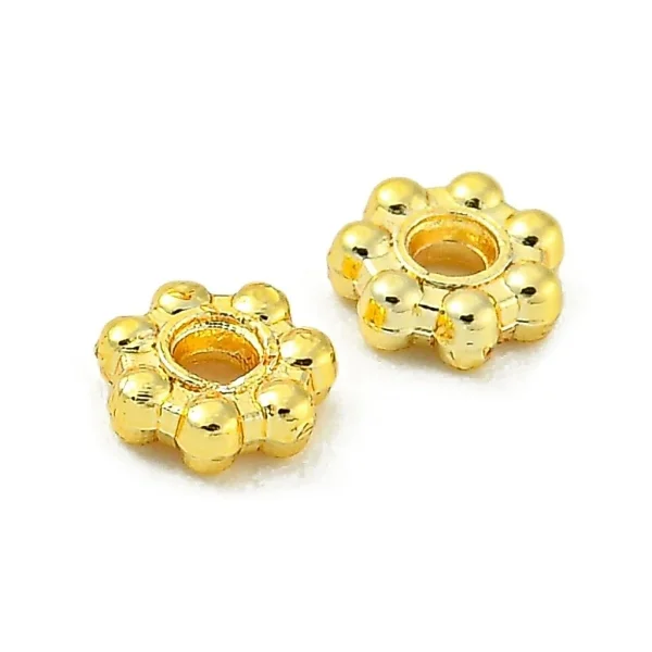 18k gold plating brass and silver flower spacer beads (10pcs) | manik bunga tembaga lapis emas dan silver