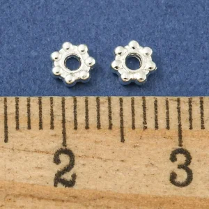 18k gold plating brass and silver flower spacer beads (10pcs) | manik bunga tembaga lapis emas dan silver