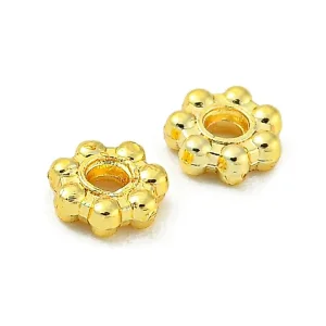 18k gold plating brass and silver flower spacer beads (10pcs) | manik bunga tembaga lapis emas dan silver