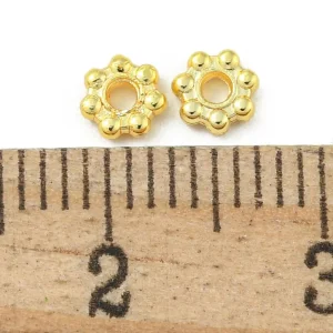 18k gold plating brass and silver flower spacer beads (10pcs) | manik bunga tembaga lapis emas dan silver