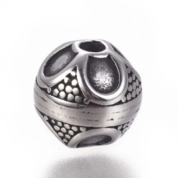 304 stainless steel round antique silver beads | manik stainless retro