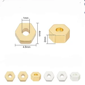 Silver and gold plated brass hexagon spacer beads | manik tembaga hexagon lapis emas