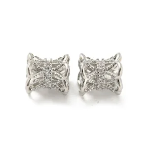 Platinum plated brass micro pave cubic zirconia hollow flower beads | manik zircon platinum
