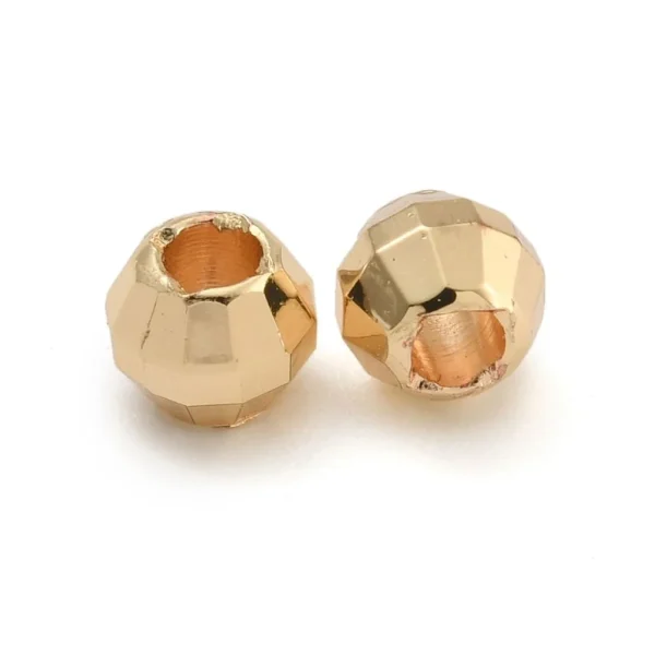 14k gold plated round faceted brass spacer beads | manik tembaga bulat facet