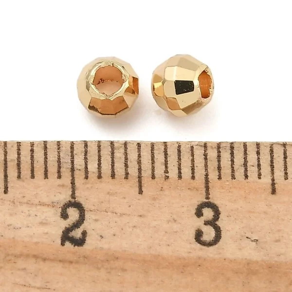 14k gold plated round faceted brass spacer beads | manik tembaga bulat facet