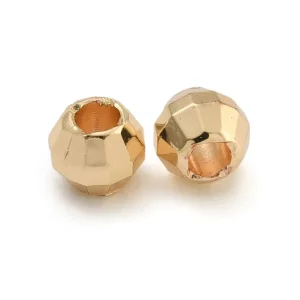 14k gold plated round faceted brass spacer beads | manik tembaga bulat facet