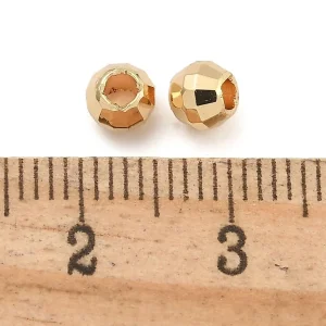 14k gold plated round faceted brass spacer beads | manik tembaga bulat facet