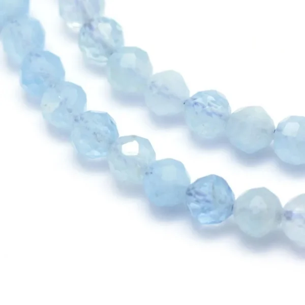 Natural aquamarine faceted round beads 3mm