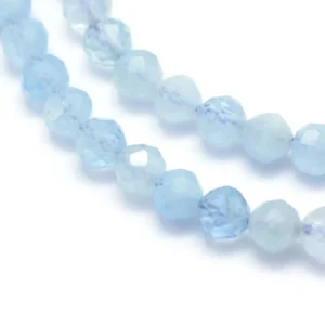 Natural aquamarine faceted round beads 3mm