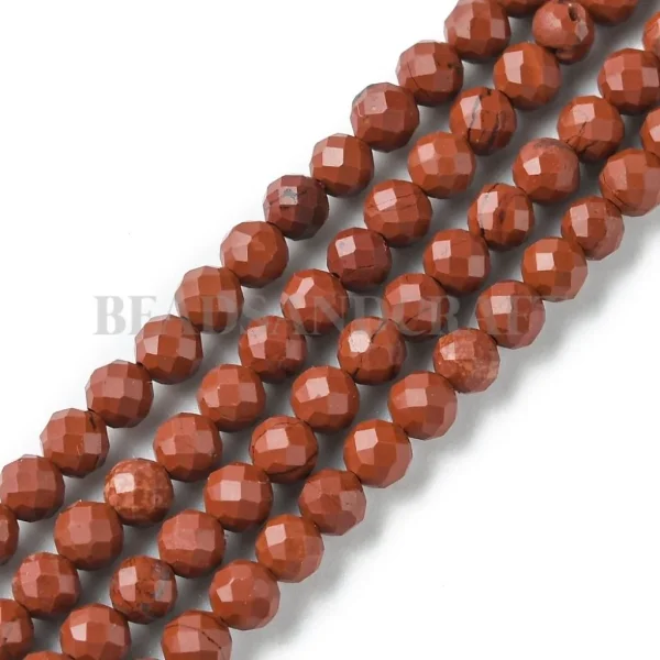 Natural red jasper faceted round beads 3mm | manik batu alam jasper