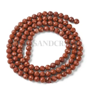 Natural red jasper faceted round beads 3mm | manik batu alam jasper