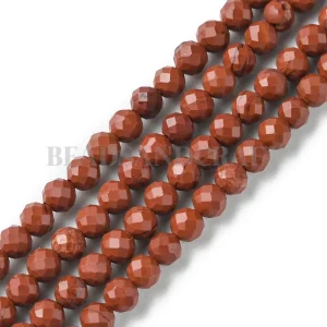 Natural red jasper faceted round beads 3mm | manik batu alam jasper