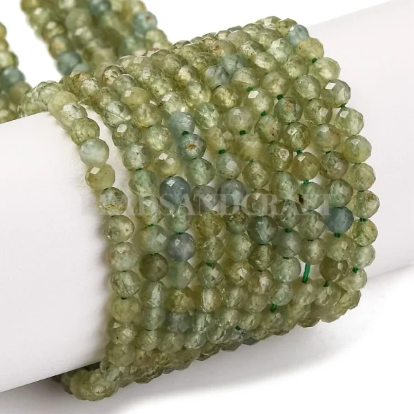 Natural green apatite faceted round beads 2.9mm
