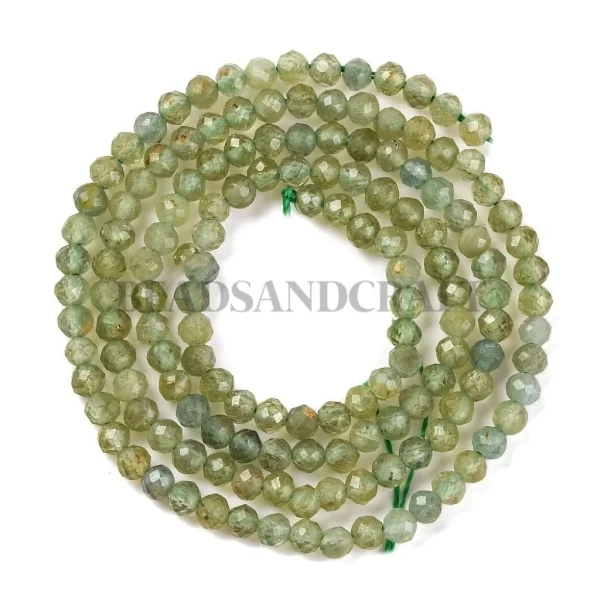 Natural green apatite faceted round beads 2.9mm