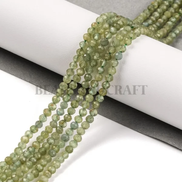 Natural green apatite faceted round beads 2.9mm