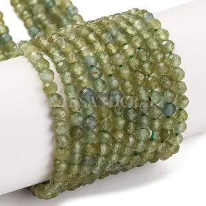 Natural green apatite faceted round beads 2.9mm