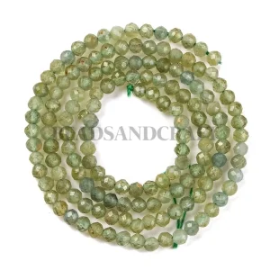 Natural green apatite faceted round beads 2.9mm