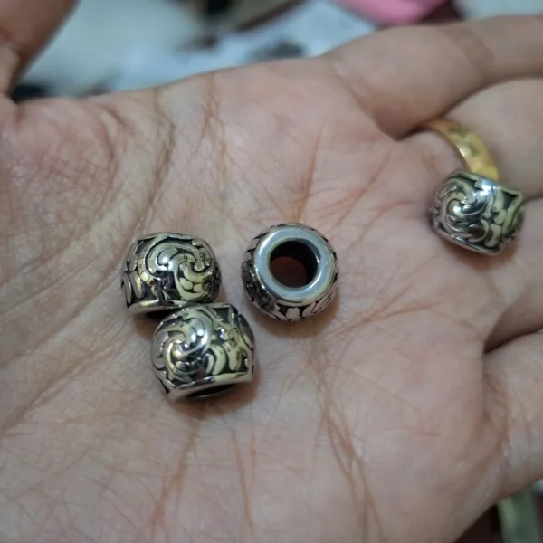 304 stainless steel big rondelle with Flower beads | Manik rondelle besar