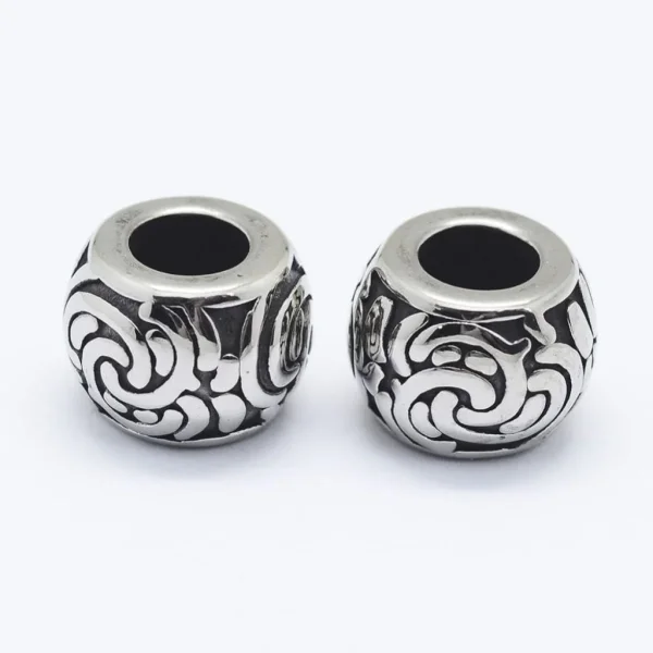 304 stainless steel big rondelle with Flower beads | Manik rondelle besar