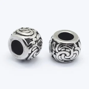 304 stainless steel big rondelle with Flower beads | Manik rondelle besar