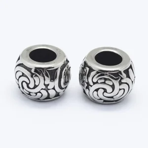 304 stainless steel big rondelle with Flower beads | Manik rondelle besar