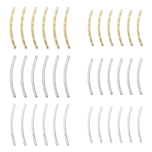 Metal alloy brass tube curve beads | manik tabung bahan tembaga ukuran dideskripsi
