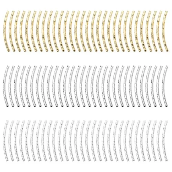 Metal alloy brass tube curve beads | manik tabung bahan tembaga ukuran dideskripsi