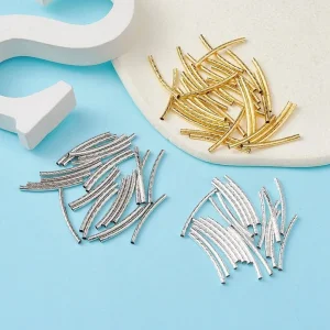 Metal alloy brass tube curve beads | manik tabung bahan tembaga ukuran dideskripsi