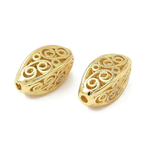 18k gold plated brass hollow oval beads