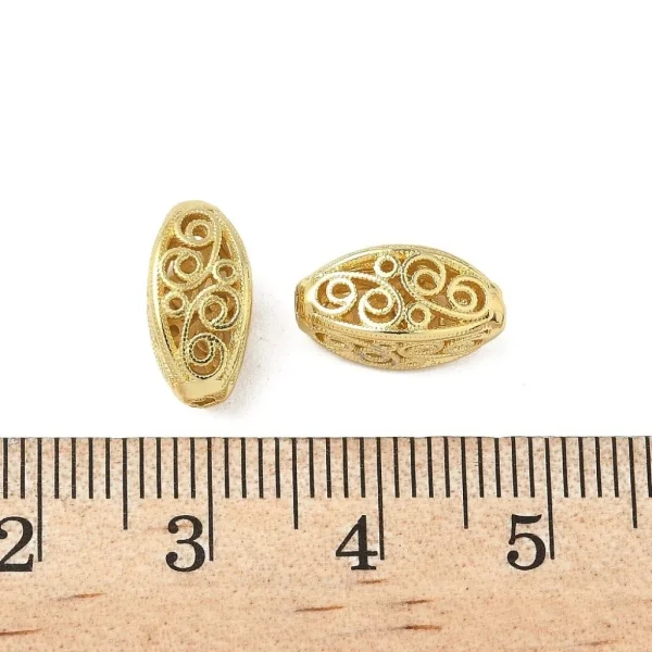 18k gold plated brass hollow oval beads