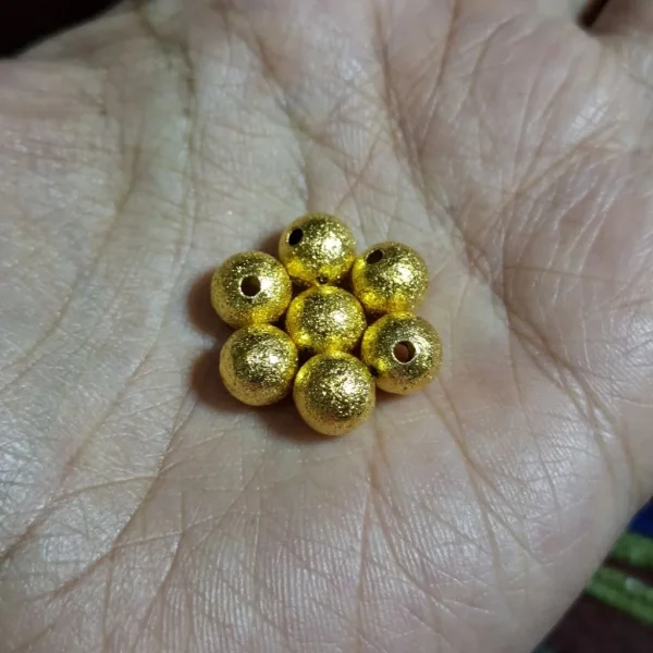 Brass gold plated Stardust beads 8mm | 1pc manik pasir emas 8mm tidak luntur