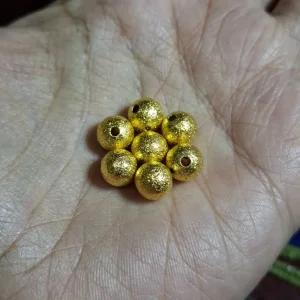 Brass gold plated Stardust beads 8mm | 1pc manik pasir emas 8mm tidak luntur