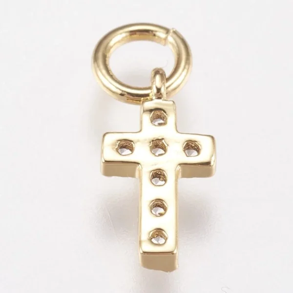 Real platinum plated brass cross small charm pendant