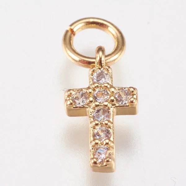 Real platinum plated brass cross small charm pendant