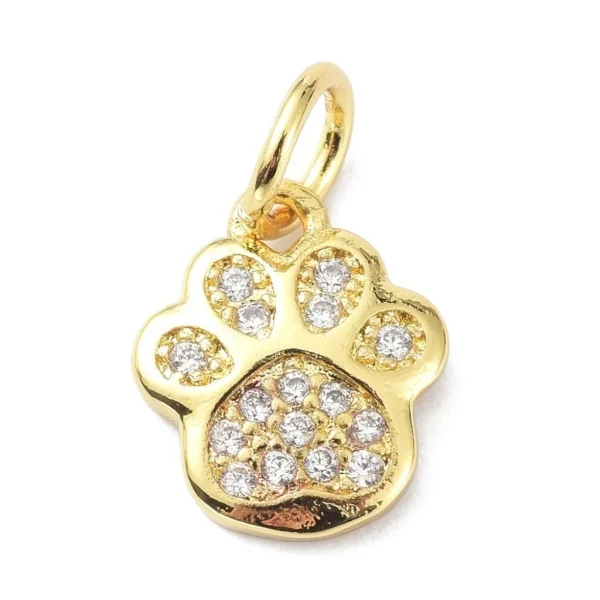Footprint brass micro pave clear CZ pendant charm. Real 18k gold plated | Charm liontin zircon