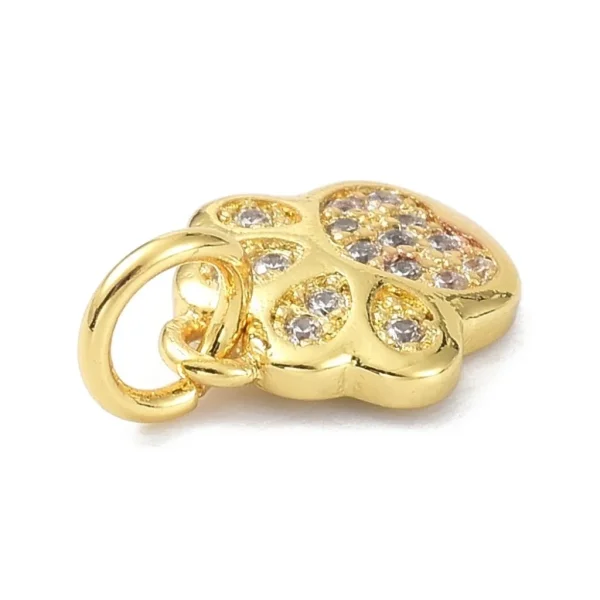 Footprint brass micro pave clear CZ pendant charm. Real 18k gold plated | Charm liontin zircon