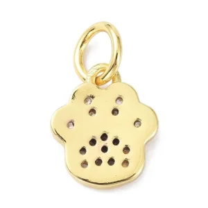 Footprint brass micro pave clear CZ pendant charm. Real 18k gold plated | Charm liontin zircon