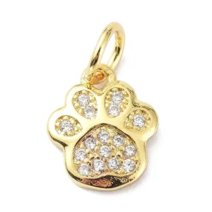 Footprint brass micro pave clear CZ pendant charm. Real 18k gold plated | Charm liontin zircon